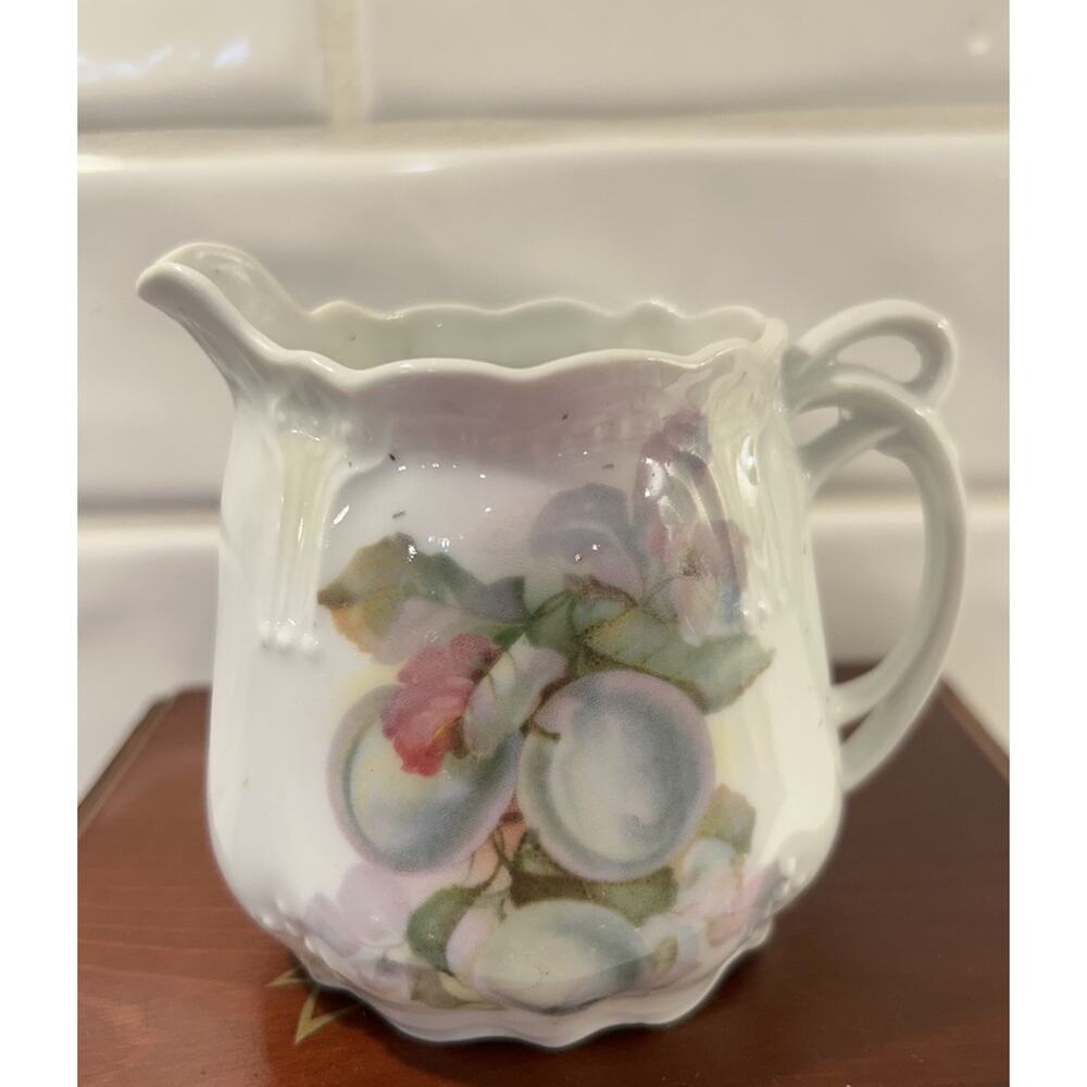 ANTIQUE PORCELAIN‎ CREAMER FRUIT DESIGN Berries ORNATE SHAPE MARKED GERMANY